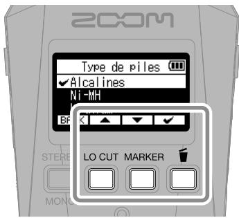ZOOM H1 - Réglage du type des piles - 1