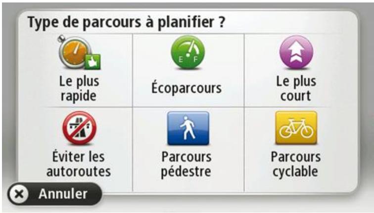 TOMTOM GO LiVE 1005M - Sélectionner un type de parcours - 1