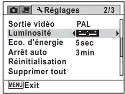 PENTAX OPTIO S1 ROUGE - Utilisez le bouton de navigation ( ) pour regler la luminosité. - 1