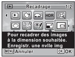 PENTAX OPTIO S1 ROUGE - Sélectionnez (Recadrage) à l'aide du bouton de navigation ( ) . - 1