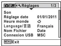 PENTAX OPTIO S1 ROUGE - Utilisations des menus - 4