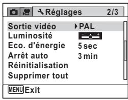 PENTAX OPTIO S1 ROUGE - - Menu 2 [Réglages] - 1