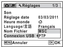 PENTAX OPTIO S1 ROUGE - Réglage du mode de connexion USB - 2