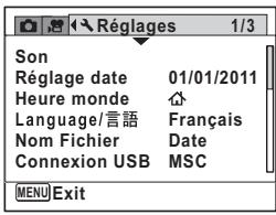 PENTAX OPTIO S1 ROUGE - - Menu 1 [Réglages] - 1