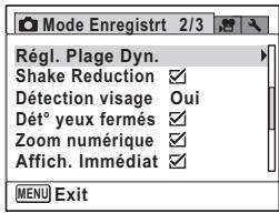PENTAX OPTIO S1 ROUGE - - Menu 2 [Mode Enregistr] - 1