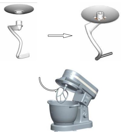 H.KOENIG KM120 - COMMENT UTILISER LES ACCESSOIRES (Crochet pétrisseur, fouets plats, Fouet, batteur couple pour hautees températures) - 6