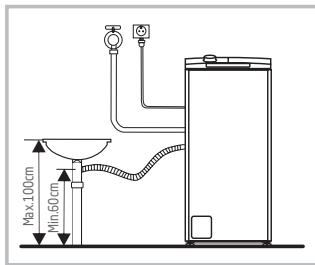 JEYAL WNLAVE-LINGE TOPWASMACHINE TOPLADER - Connecting the drain hose - 2
