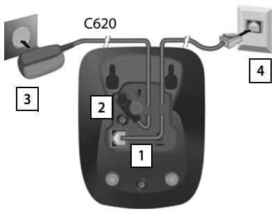GIGASET C620 BLANC - Connexion de la base au réseau téléphonique et au secteur - 2