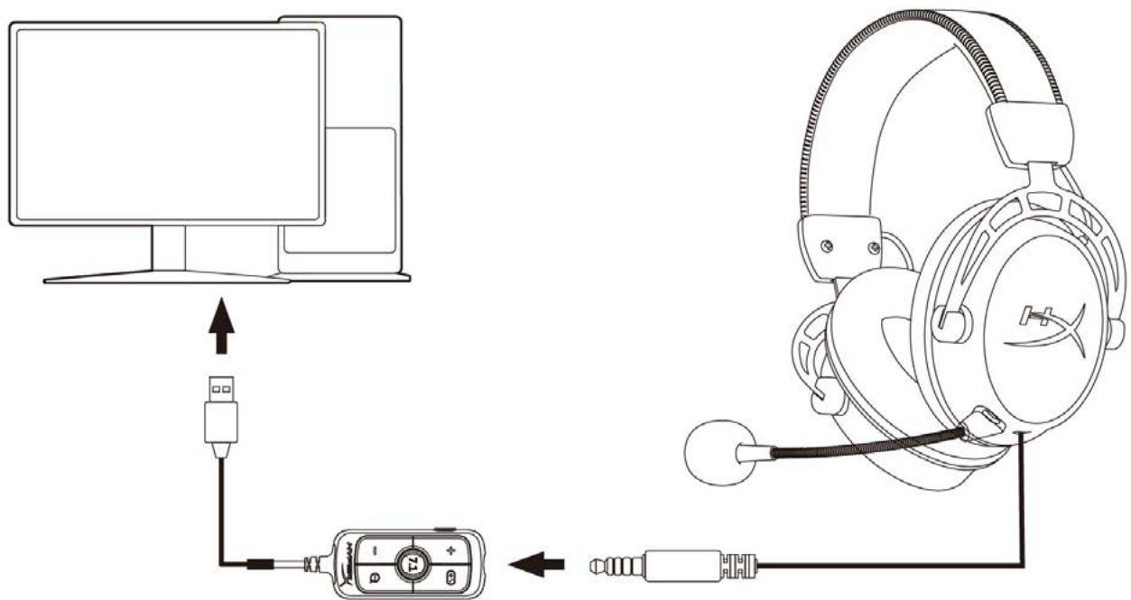 HYPERX cloud_alpha_s - Connexion du casque à un PC - 1