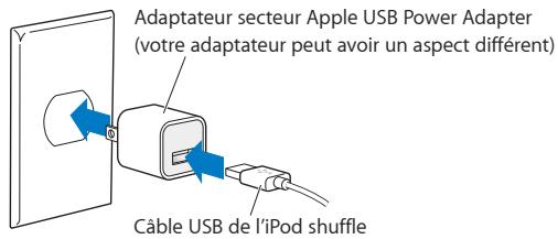APPLE iPD SHUFFLE 2GB BLUE - Pour recharger la batterie via votre ordinateur : - 1