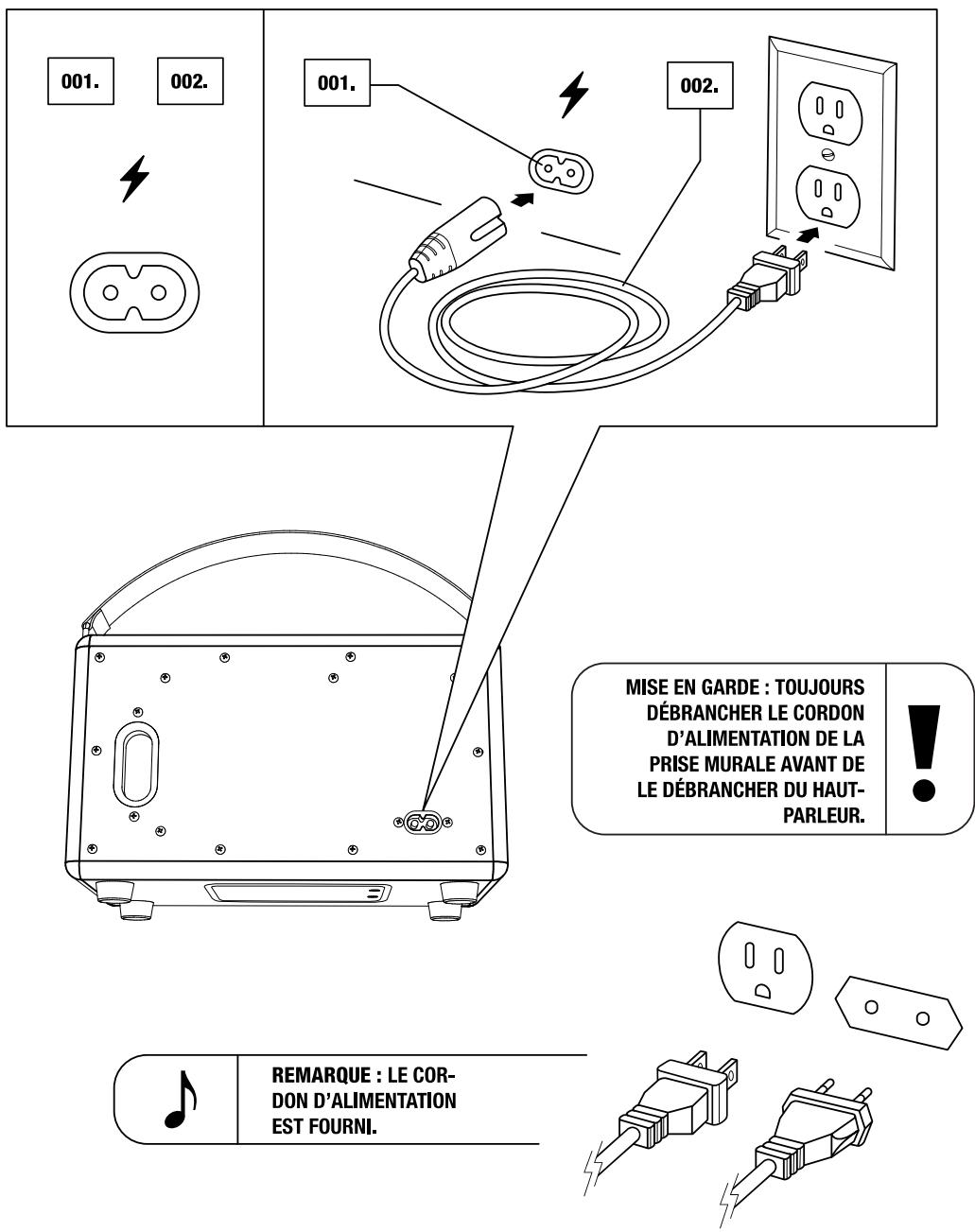 MARSHALL HiLBURN NOiR - BRANCHEMENT DU HAUT-PARLEUR KILBURN - 1