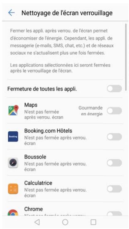 HUAWEI P082017LiTE - Configuration des applications à fermer automatiquement lorsque l'écran est verrouillé - 1