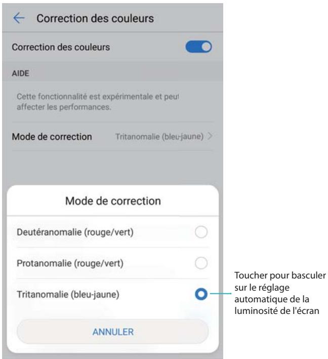 HUAWEI P082017LiTE - Activez Correction couleur et selectionnez Mode de correction. - 1