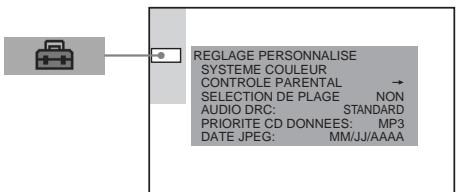 SONY DAV-SA30 - Appuyez sur ↑/↓ pour sélectionner « REGLAGE PERSONNALISE », puis appuyez sur ENTER. - 1