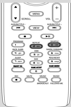 PHILIPS WACS70022 - Différents modes de lecture : REPEAT (REPETITION), SHUFFLE (ALEATOIRE) - 1