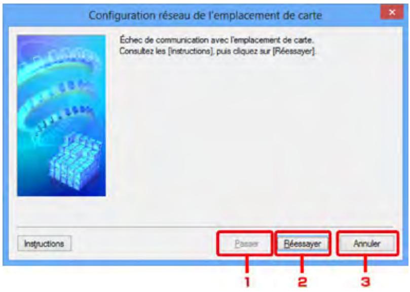 CANON MX535 - Configuration réseau de l'emplacement de carte Écran (écran d'échec de configuration) - 1