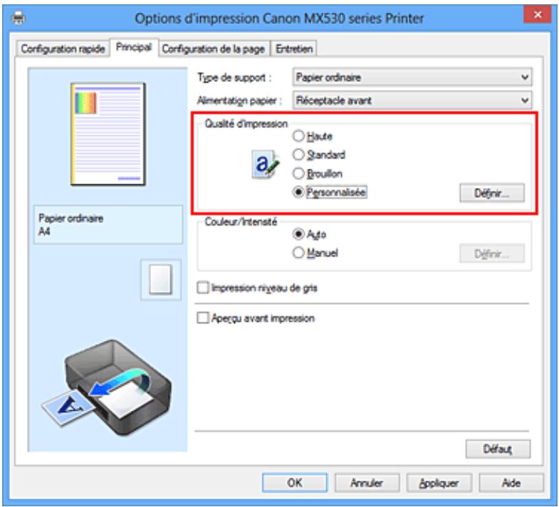 CANON MX535 - Définition du niveau de Qualité d'impression (Personnalisée) - 1