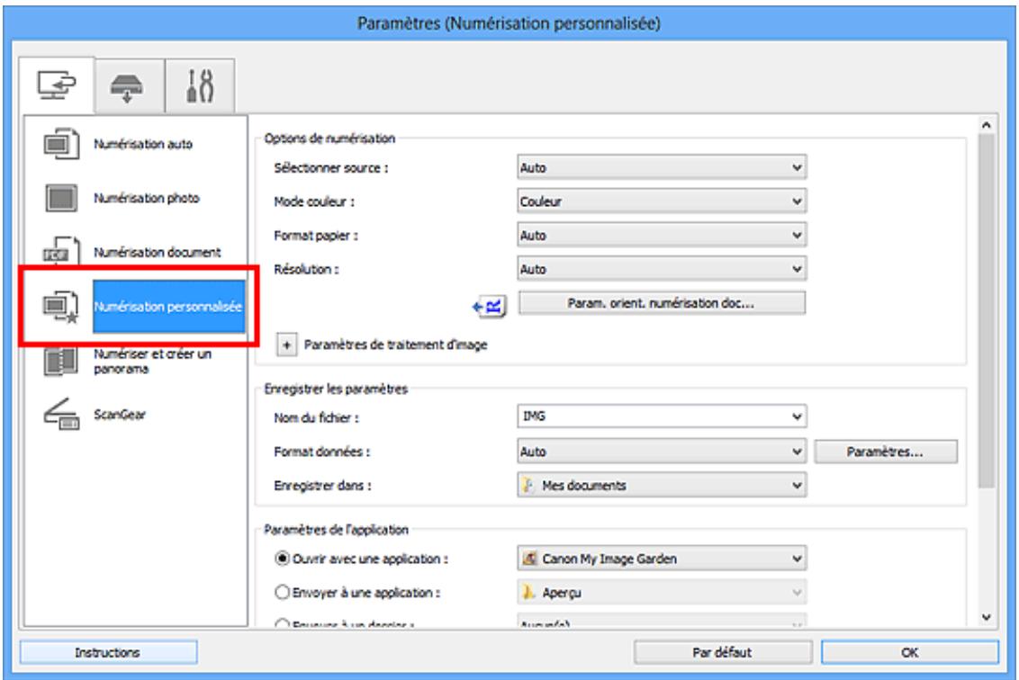 CANON MX535 - Cliquez sur Numérisation personalisée. - 1