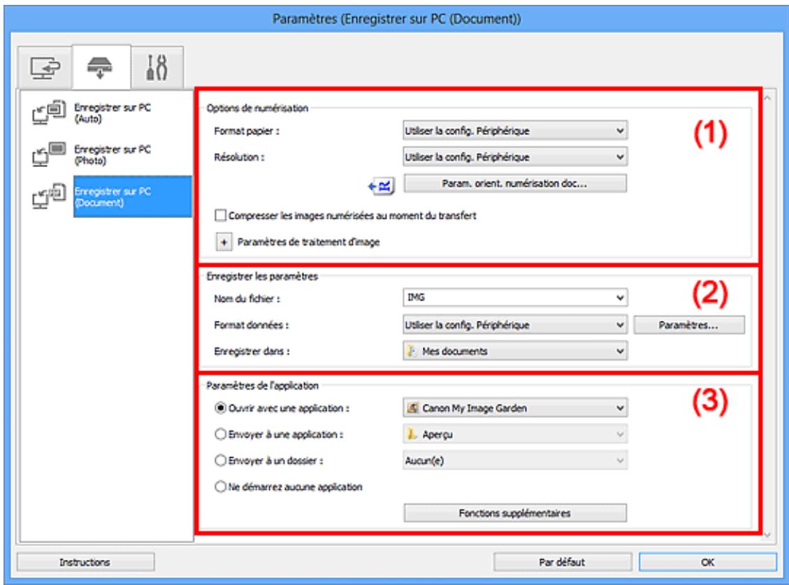 CANON MX535 - Boîte de dialogue Paramètres (Enregistrer sur PC (Document)) - 2