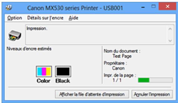 CANON MX535 - Description de l'écran d'etat d'imprimante Canon IJ - 1