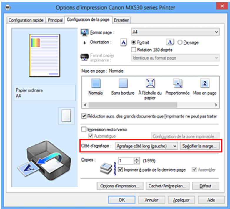 CANON MX535 - Définition de la marge d'agrafage - 2