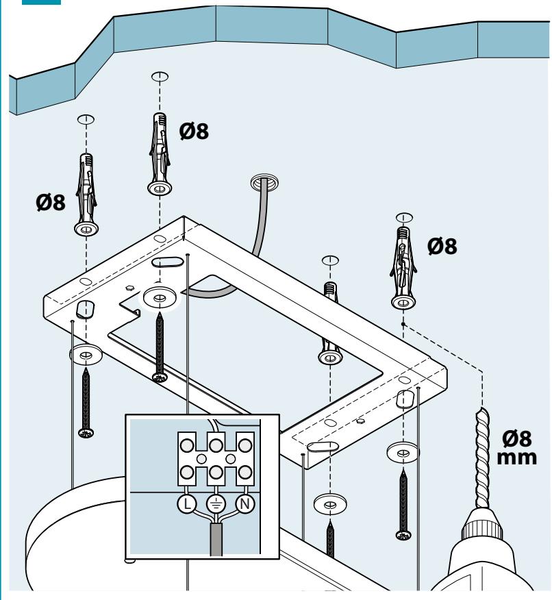 FALMEC DAMAz210 - FR - Positionnement au plafond de l'étrier de fixation. - 1