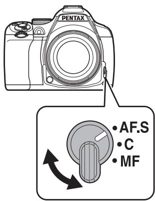 PENTAX K-500 - Réglez l'interrupteur du mode de mise au point sur AF.S. - 1