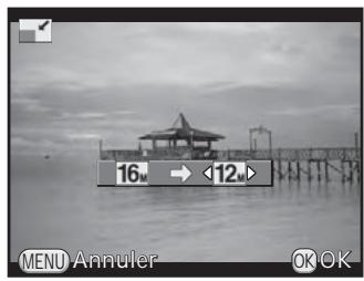 PENTAX K-500 - Utilisez le bouton de navigation (▲▶) pour sélectionner le nombre de pixels enregistrés puis appuyez sur le bouton OK. - 1