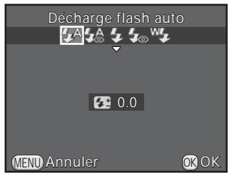 PENTAX K-500 - Utilisez le bouton de navigation (▲▶) pour sélectionner un mode flash puis appuyez sur le bouton OK. - 1