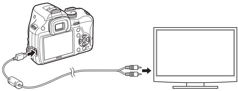 PENTAX K-500 - Branchement de l'appareil sur un connecteur d'entrée video - 1