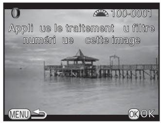 PENTAX K-500 - Tournez la molette avant ( ) pour sélectionner l'image à laquelle appliquer les mêmes effets de filtre puis appuyez sur le bouton OK. - 1