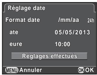 PENTAX K-500 - Appuyez sur le bouton de navigation () pour selectionner [Réglages effectuels] puis appuyez sur le bouton OK. - 1