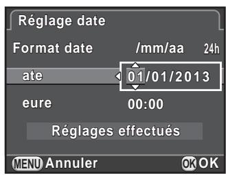PENTAX K-500 - Utilisez le bouton de navigation ( ) pour régler le mois. - 1
