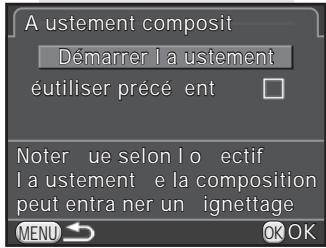 PENTAX K-500 - Sélectionnez [Démarrer l'ajustement] et appuyez sur le bouton OK. - 1