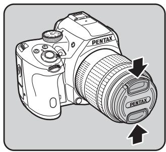PENTAX K-500 - Retirez le bouchon de boîtier (1) et le cache de la monture de l'objet (2). - 3