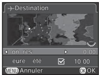 PENTAX K-500 - Utilisez le bouton de navigation (▲▶) pour sélectionner une ville de destination. - 1