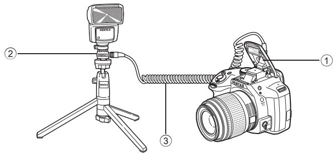 PENTAX K-500 - Raccordement d'un flash externe avec une rallonge - 1