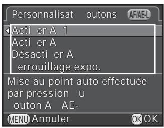 PENTAX K-500 - Sélectionnez [Personnalisat° boutons] dans le menu [Mode pr. de vue 4] et appuyez sur le bouton de navigation (▶). - 1