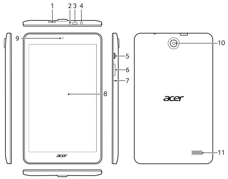 ACER B1-850-H1VK - Apprendre à connaître votre tablette - 1