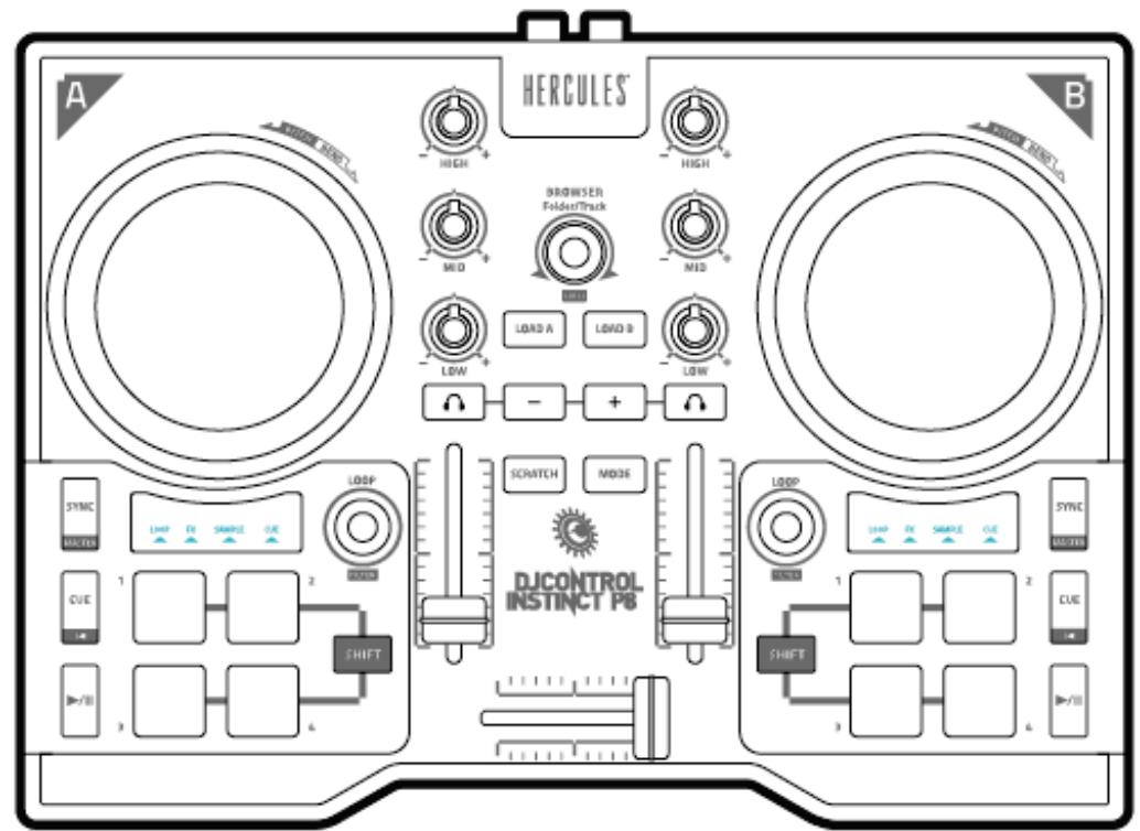 HERCULES Dj CONTROL INSTINCT P8 - Vue d'ensemble - 1