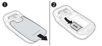 SONY ERICSSON Z520i - Pour insérer la carte SIM et la batterie - 1
