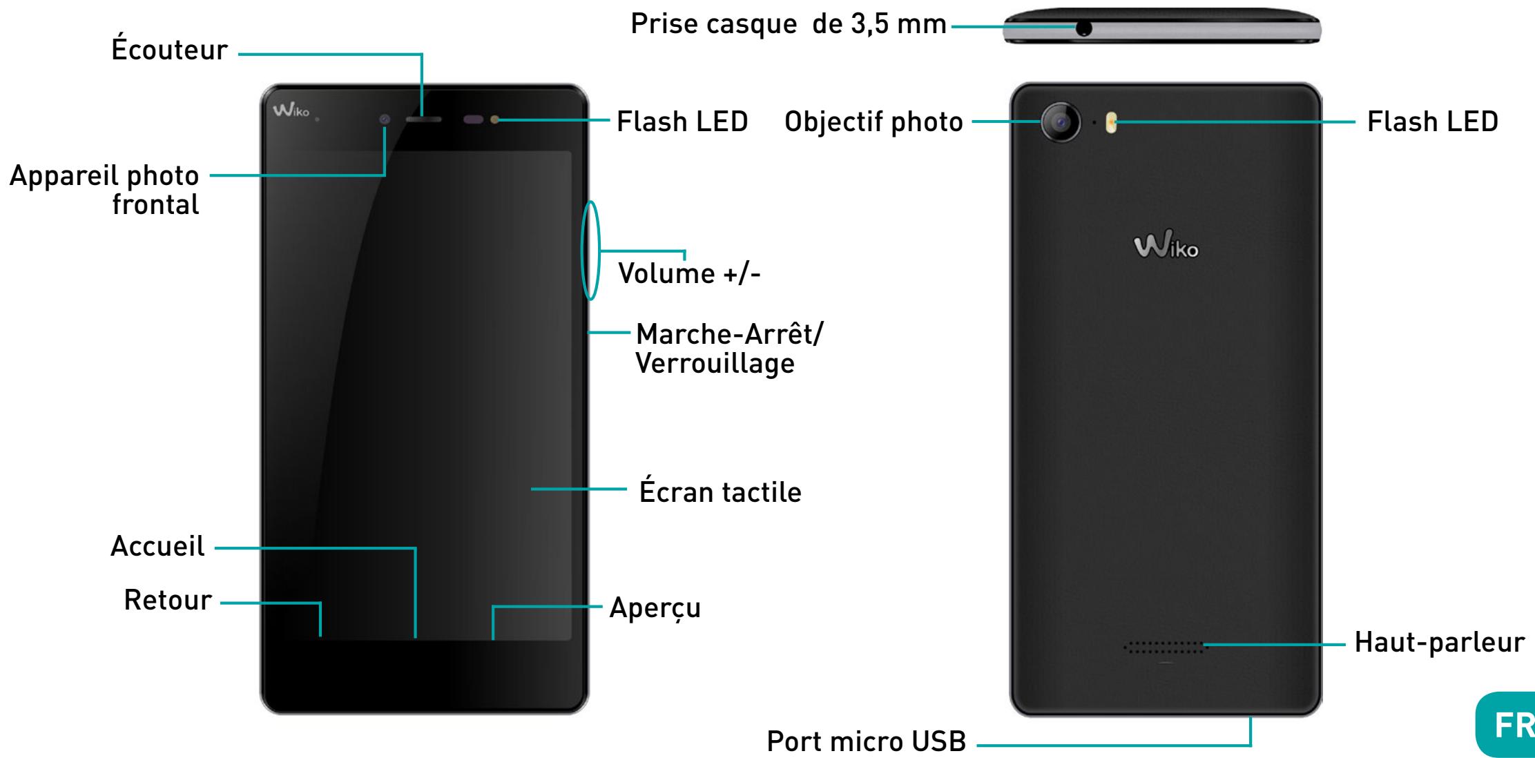 WIKO FEVER WHITE/GOLD - Contenu du coffret : - 1