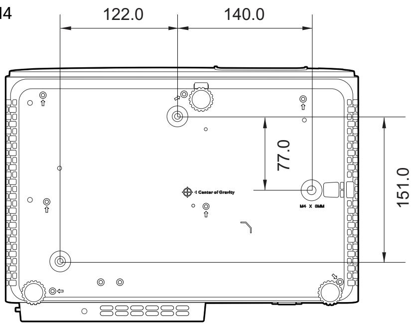 BENQ X500 - Diagramme de configuration de montage au plafond/mur - 1