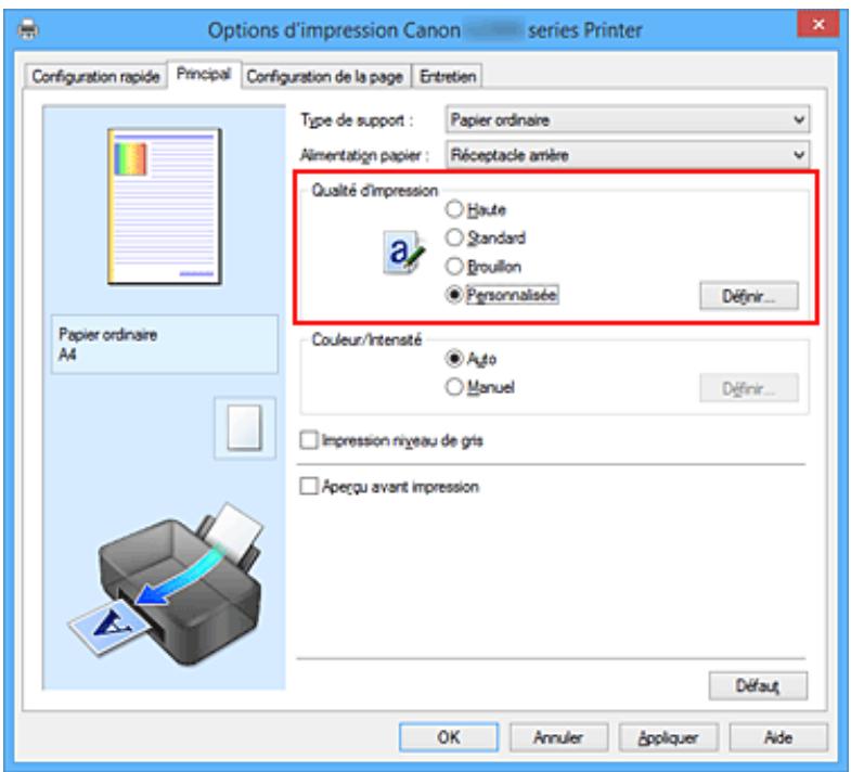 CANON G2501 - Définition du niveau de Qualité d'impression (Personnalisée) - 1