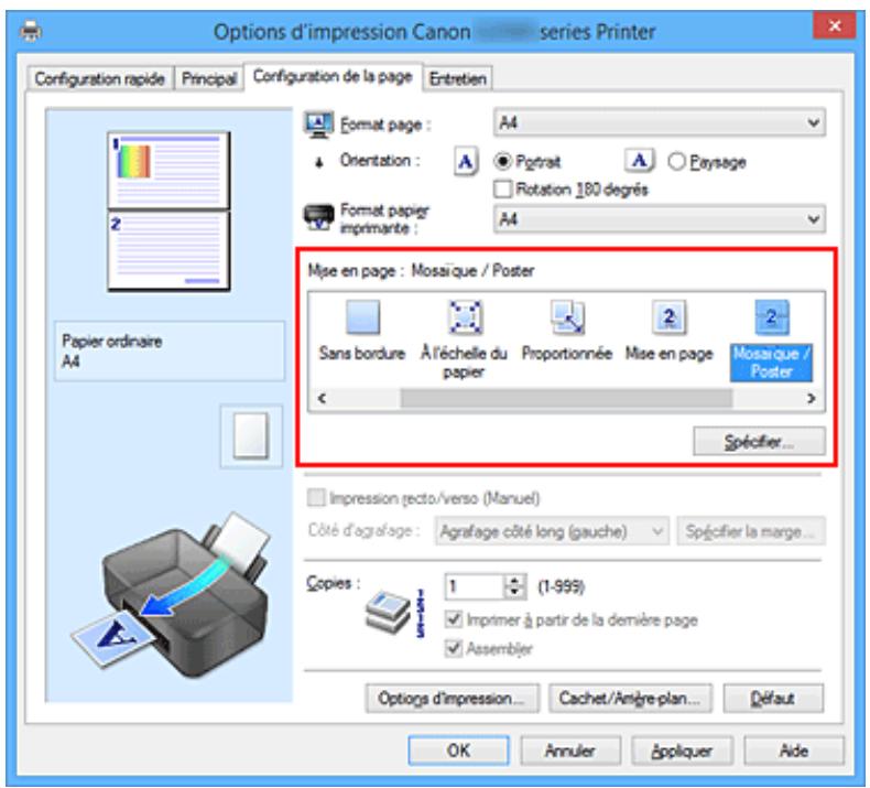 CANON G2501 - Configuration de l'impression Mosaïque/Poster - 1