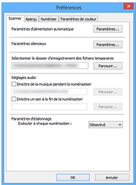 CANON G2501 - Boîte de dialogue Préférences - 1