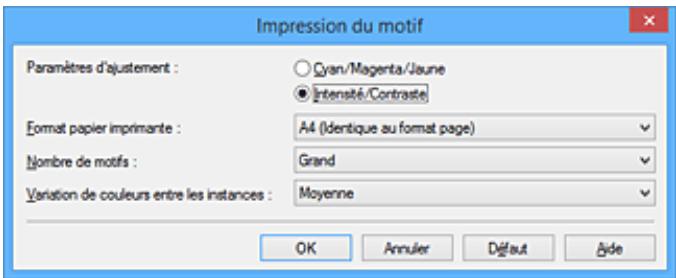 CANON G2501 - Configuration de l'impression du motif - 1