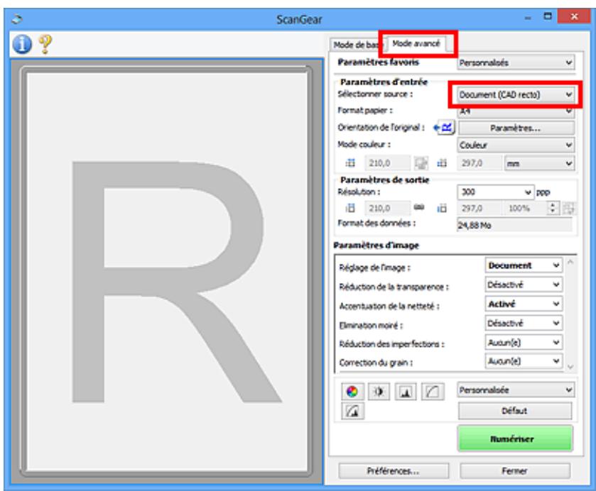 CANON G2501 - Numérisation de plusieurs documents à partir du CAD (chargeur automatique de documents) en Mode avancé - 1