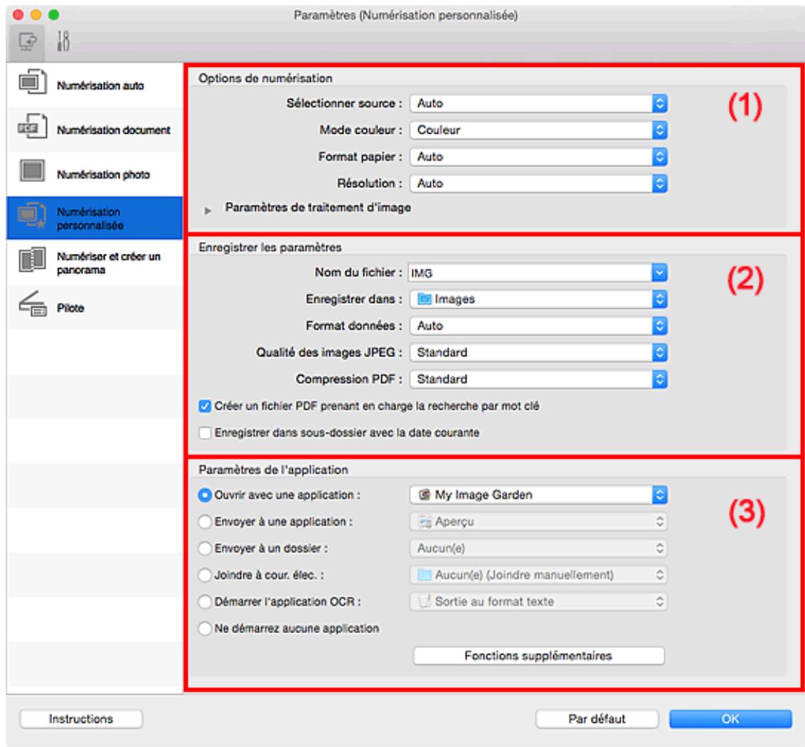 CANON G2501 - Boîte de dialogue Paramètres (Numérisation personalisée) - 2
