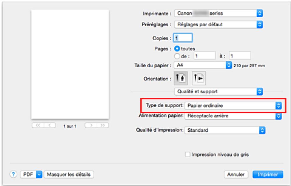 CANON G2501 - Sélectionnéz le type de support. - 1